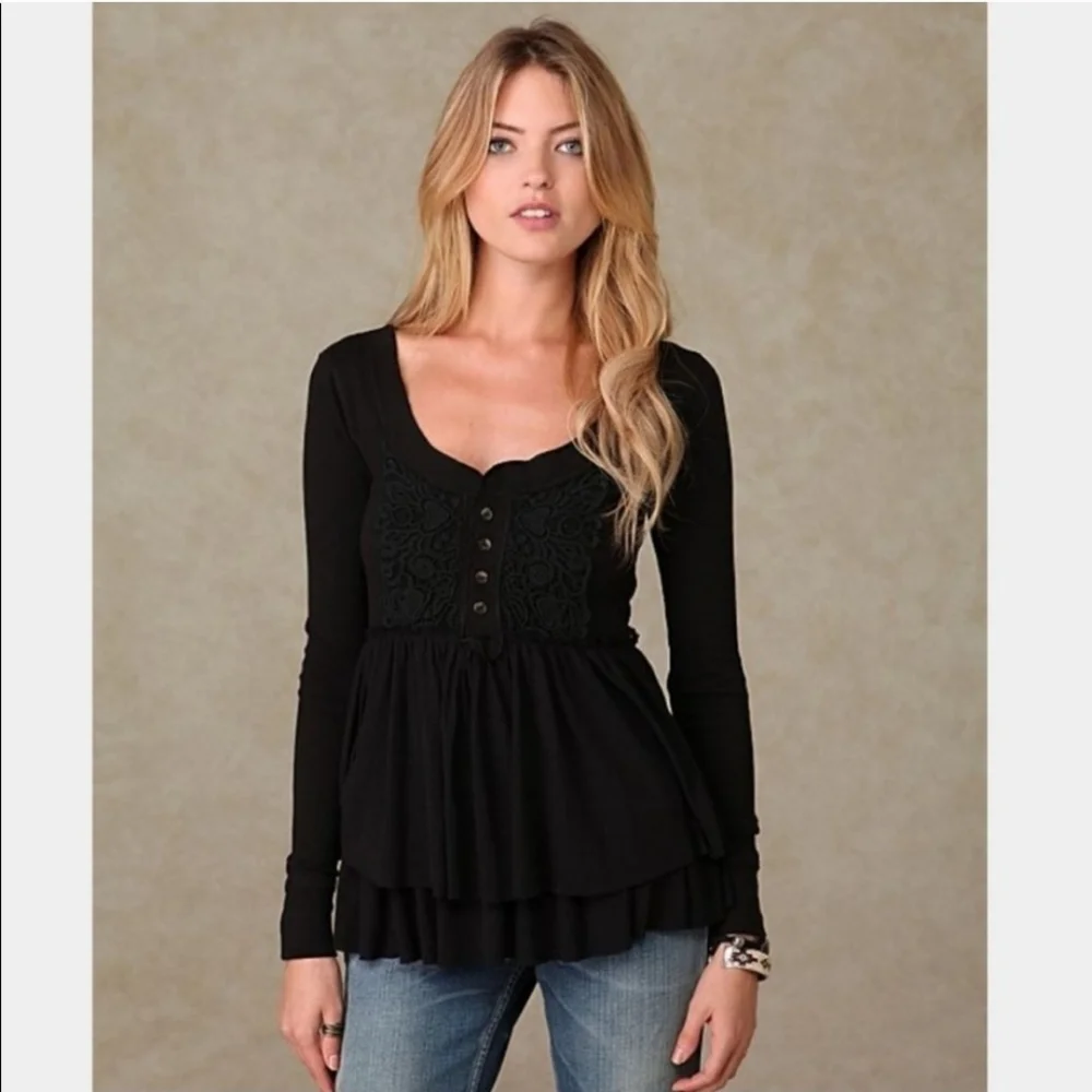 Free People Level Heat Layered Peplum Top